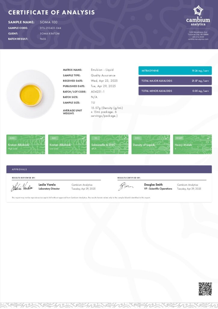 thumbnail of Soma 100 – Batch #A04251-1, Batch Date-25-04-29